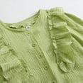 thumbnail image 6 of FYDUU Girls Clothes 2 Piece Set Ruffle Long Sleeve Button Down Shirts Top + Skirt Set Kids Girl Fashion Back To School Outfits 4-5 Years, 6 of 9