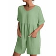 thumbnail image 2 of Htigea Clearance Women's Summer Casual Sleeveless Romper Loose Spaghetti Strap Overalls Shorts Jumpsuit with Pockets 2025 Clothes Clearance Sale Green,M, 2 of 7