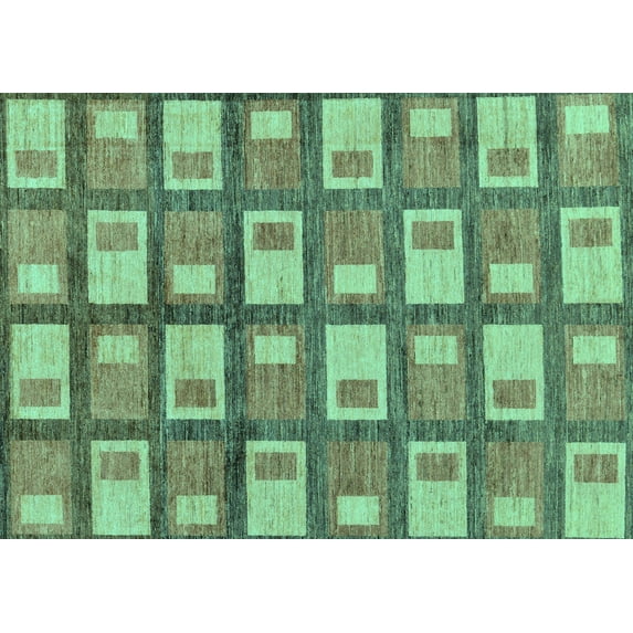 Ahgly Company Machine Washable Indoor Rectangle Abstract Turquoise Blue Modern Area Rugs, 5' x 7'