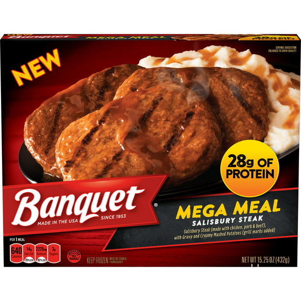 Banquet Mega Meals Salisbury Steak Frozen Dinner 15.25 Ounce - Walmart ...