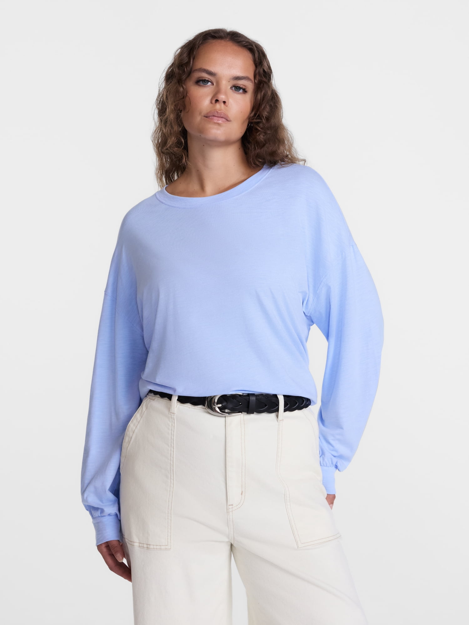 Scenario Women's Oversized Tee with Long Sleeves, Sizes XS-XXXL