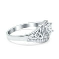 thumbnail image 2 of Simulated Cubic Zirconia Size-5 Celtic Art Deco Wedding Bridal Engagement Ring 925 Sterling Silver, 2 of 7