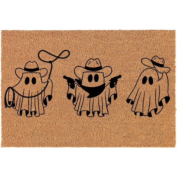 Welcome Doormat Door Mat Gift Three Cowboy Ghosts Halloween 16x24 inch