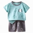 thumbnail image 4 of CAUYDY Summer Outfit for Kid Girls Two Piece Set Baby Girl Short Sleeve Top Elastic Waist Shorts Set Toddler Casual Pajamas Set for 1T 2T 3T 4T 5T 6T 7-11Y (Sizes 6-9 Months,D1-Blue), 4 of 4