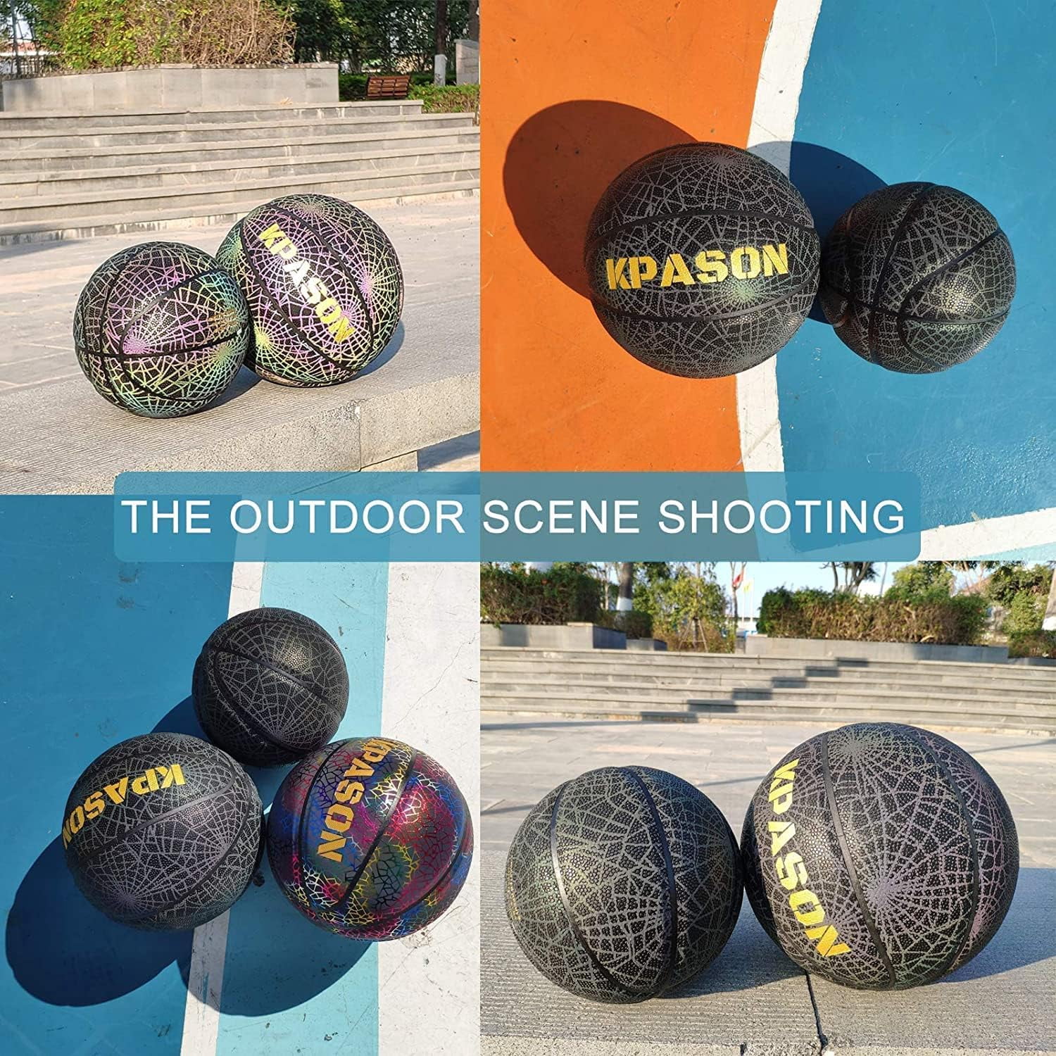 Basketball, Holographic Basketball Size 5 (27.5") & Size 6 (28.5") & Size 7 (29.5") for Kids & Adults, Reflective Glowing Leather Basketball, Indoor Outdoor Basketball Gifts for Boys Girls
