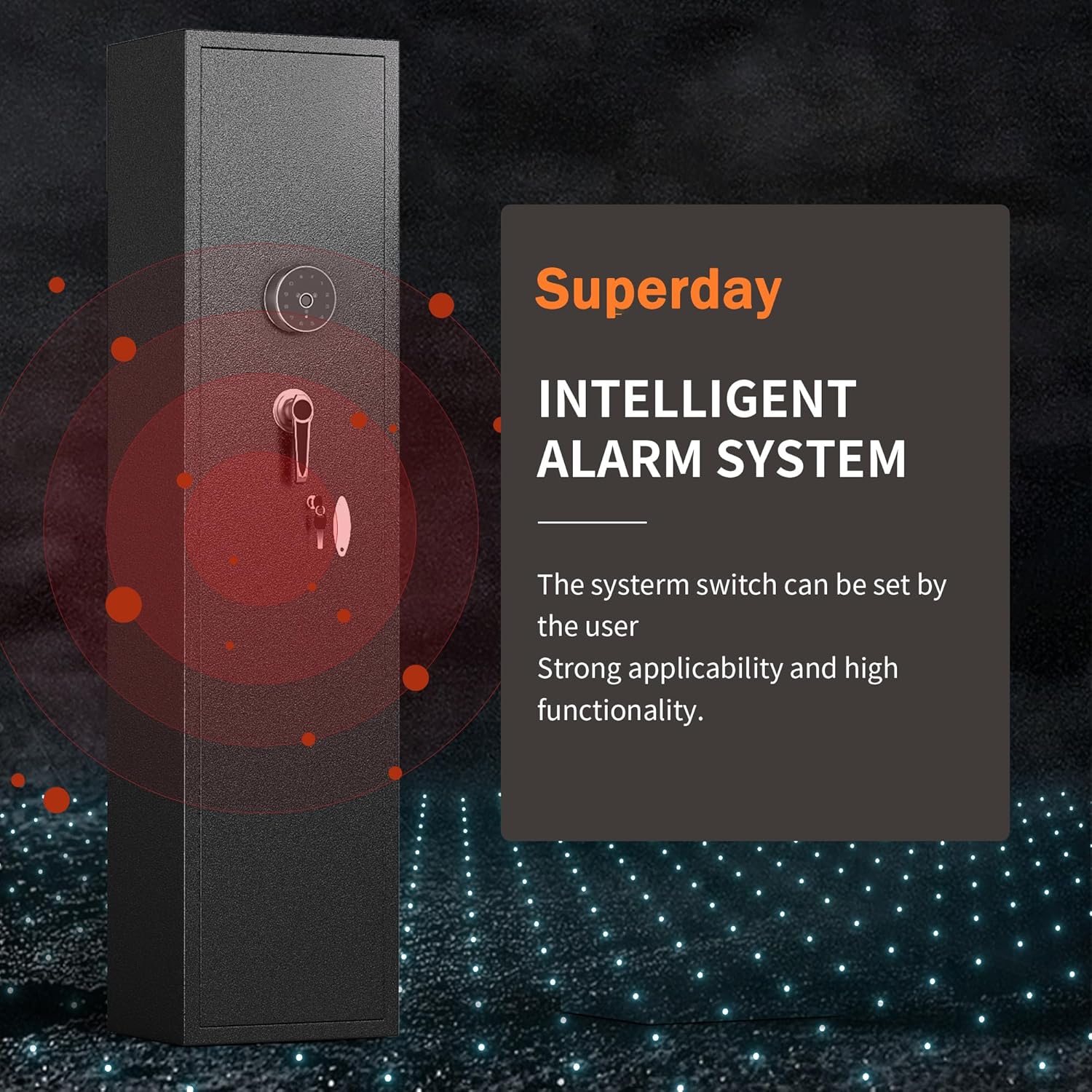 Superday 4-6  Gun Safe, Quick Access Large Gun Safe for Rifles and pistols with Fingerprint Keypad, Electronic Locking Gun Cabinet  Safe with Gun Safes Pocket and  Rack for Home, Office