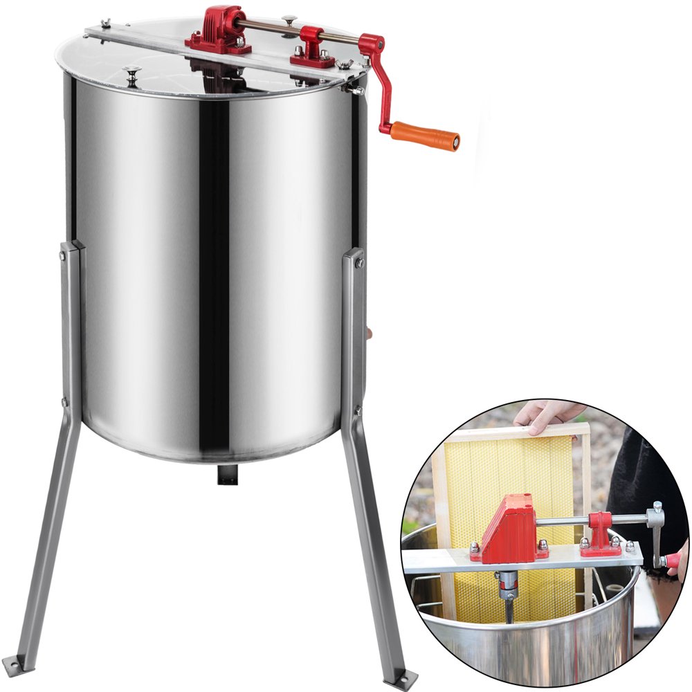 VEVOR 4 Frame Manual Honey Extractor Stainless Steel Drum