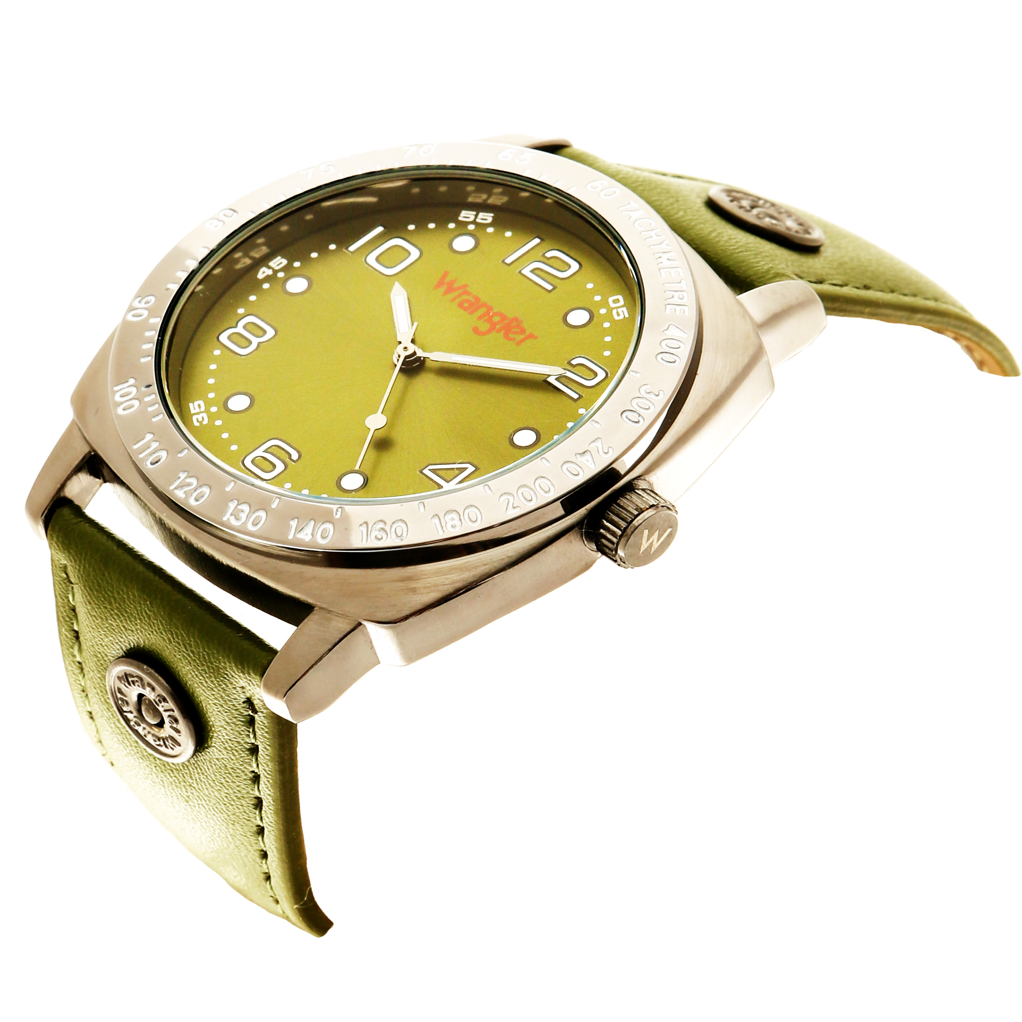 Wrangler 42mm Cushion Shaped Green Dial, Green Strap Watch