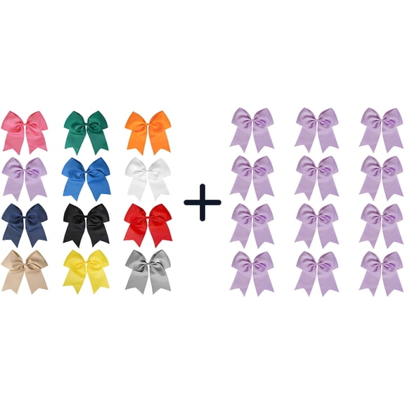 JoyBowie 24-Piece Set of 8-Inch Solid-Color Hair Bows — Perfect for Girls' Back-to-School Outfits