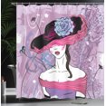thumbnail image 4 of Ambesonne Girls Shower Curtain, Floral Noble Lady Fashion, 69"Wx75"L, Pink Purple, 4 of 5