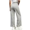 thumbnail image 5 of Zpanxa Girlstriped Wide Leg Pants Loose Fit Soft Knit Sweatpants Elastic Waist Relaxed Casual Bottoms for Daily School Wear Winter Pants for Girls, 5 of 5