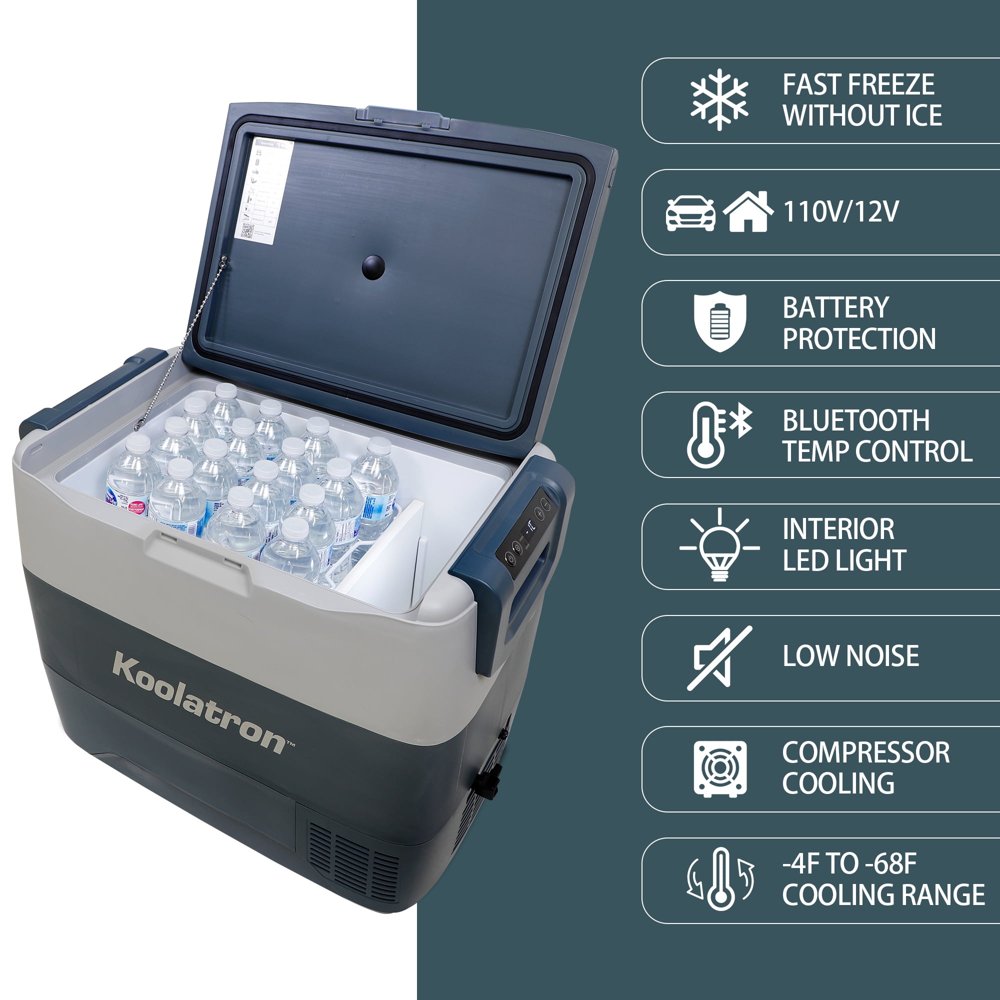 Koolatron 12V Portable Freezer/Refrigerator w/ Bluetooth 54 qt (50L)