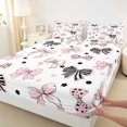 thumbnail image 3 of Homewish Girls Cartoon Bowknot Twin Sheet Sets 3pcs,Polka Dots Stripes Twin Fitted Sheet Microfiber,Stars Print Breathable Flat Sheet,Luxury Bedroom Decor, 3 of 7