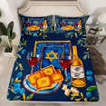 thumbnail image 2 of Feelyou Happy Chanukah Queen Sheet Sets for Teen, Jungle Olive Branch Flat Sheet, Mystic David Star Queen Fitted Sheet, Lightweight Room Decor, 4-Piece, 2 of 7