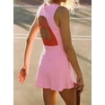 thumbnail image 6 of Musuos Women Tennis Dress, Sleeveless Crew Neck Hollowed Slit Mini Dress Summer Tank Dress with Built-in Shorts Sport Clothes, 6 of 7
