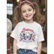 thumbnail image 1 of Young Girl Bow Print Round Neck Short Sleeve Casual T-Shirt, 1 of 6