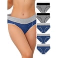 thumbnail image 1 of INSPIRE CHIC Culottes Taille Haute Extensibles pour Femmes Grande Taille, Lot de 5, 1X Bleu, Gris, 1 of 6