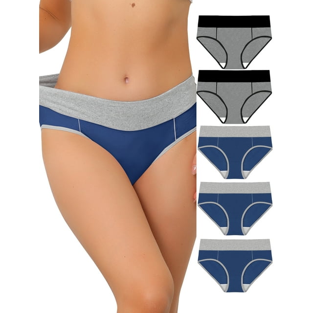 INSPIRE CHIC Culottes Taille Haute Extensibles pour Femmes Grande Taille, Lot de 5, 1X Bleu, Gris