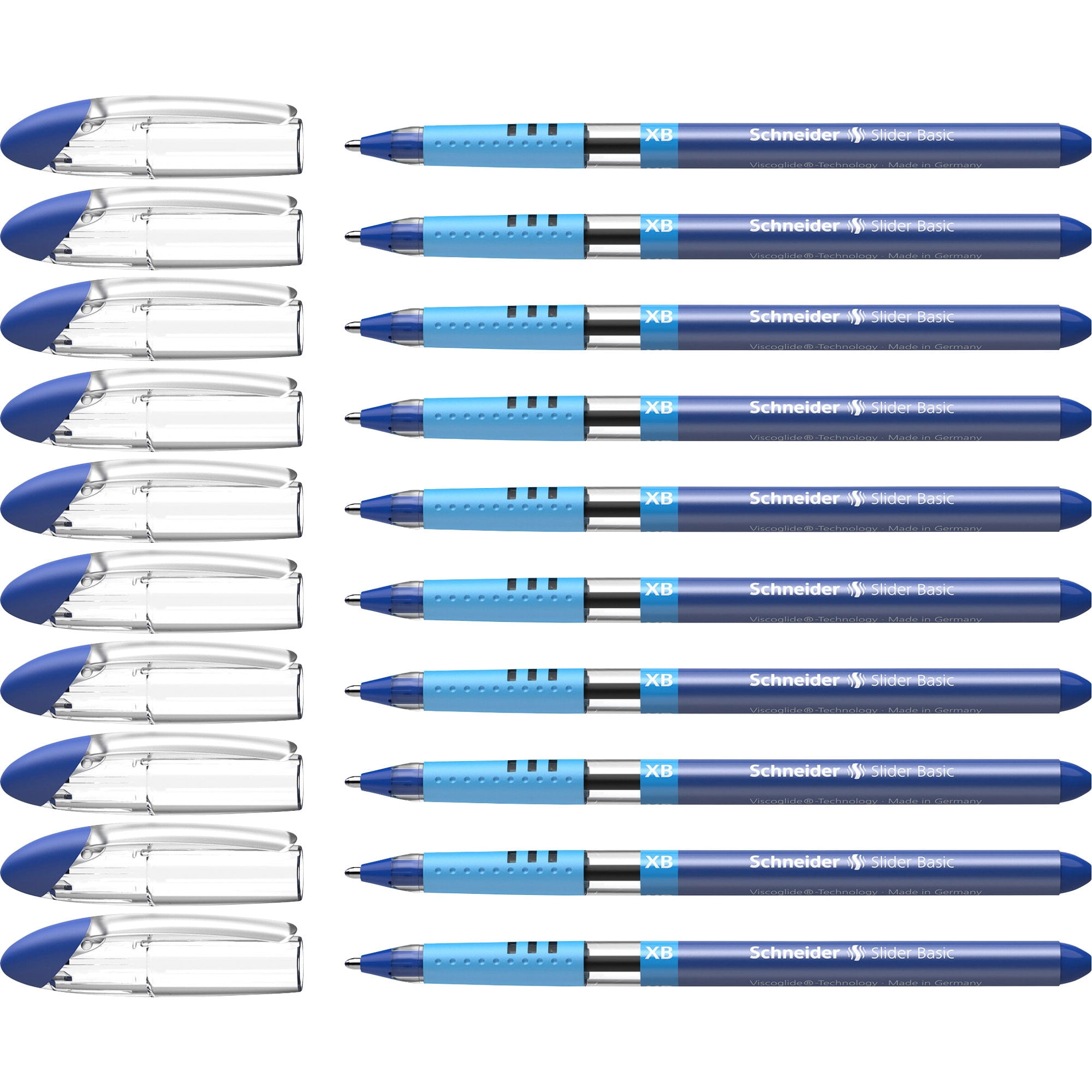 Schneider Slider Basic XB Ballpoint Pens - Extra Broad  - 1.4 mm Pen Point Size - Blue Ink - Rubberized Barrel - Stainless Steel Tip - 10 / Box