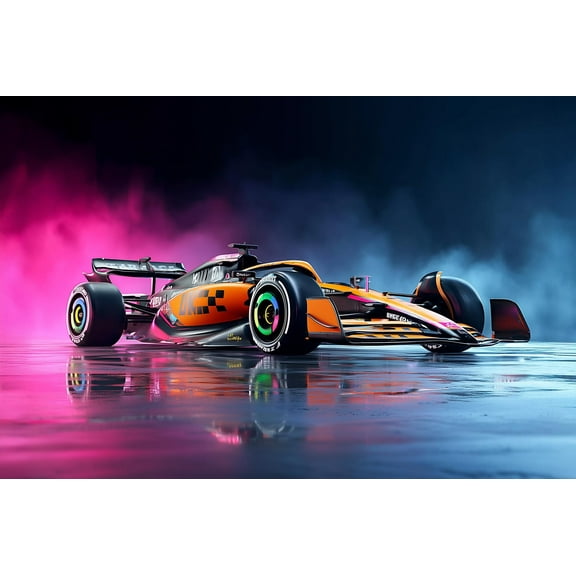Formula 1 Race Car Poster – Futuristic Neon Racing Wall Art 【Photo Paper】