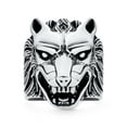 thumbnail image 2 of Bling Jewelry Mens Hunter Animal Norse Viking Warrior Signet Fierce Wolf Head Ring Oxidized .925 Sterling Silver, 2 of 5