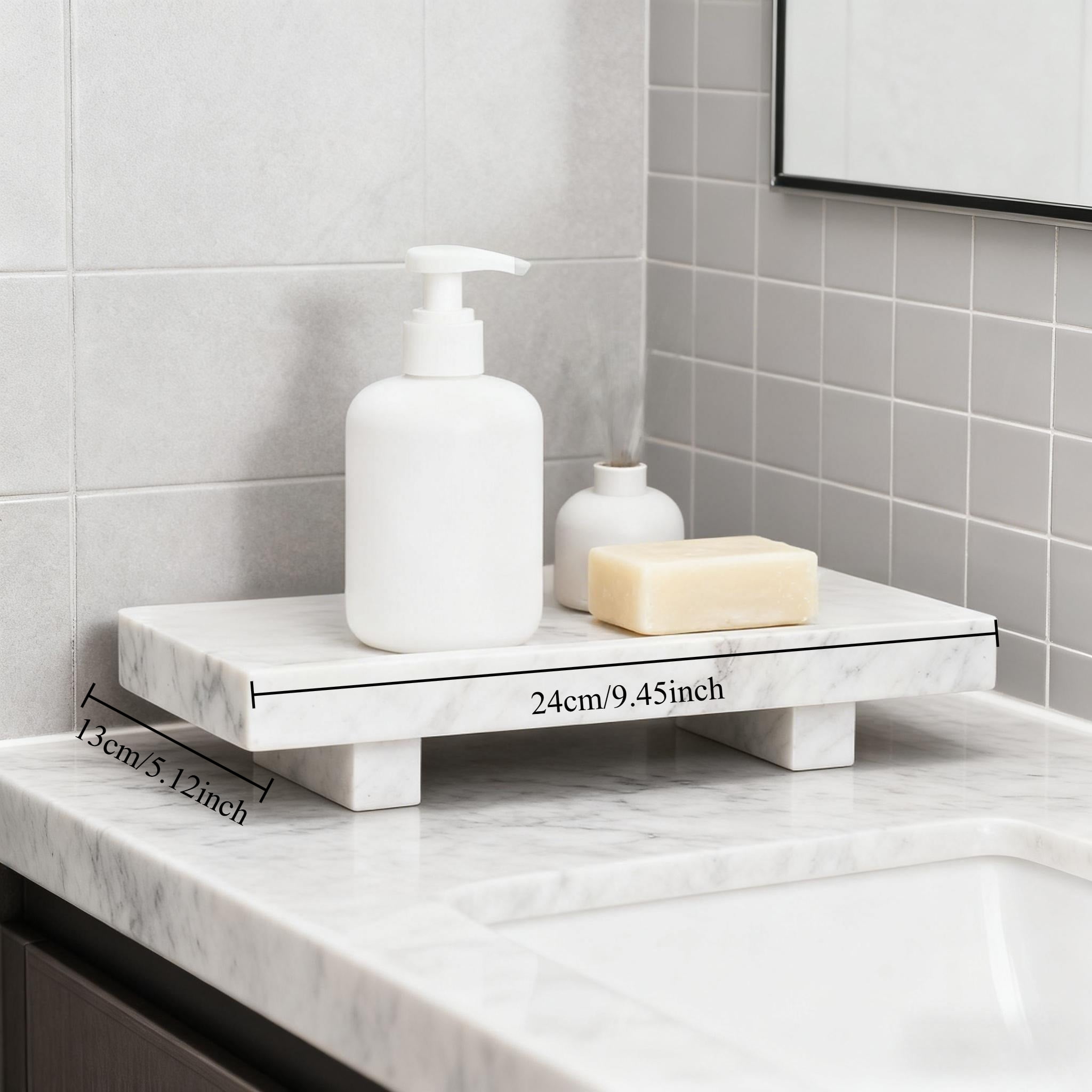 Calacatta Violet Marble Pedestal Stand Tray, Versatile Organizer for Bathroom Vanity, Makeup Dressing Table, Natural Stone Home Decor
