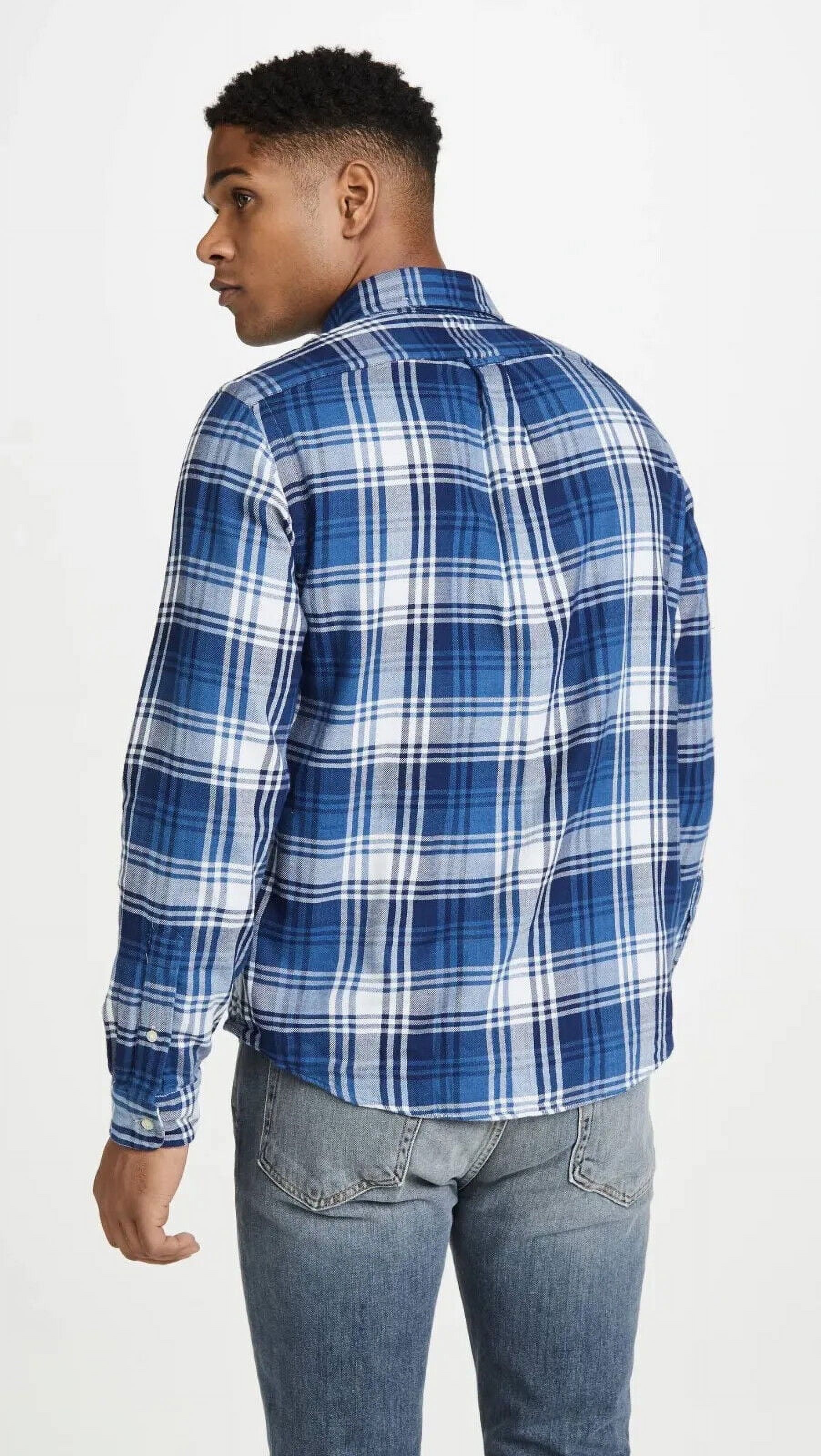 Polo Ralph Lauren Navy White Long Sleeves Flannel Plaid Shirt Blue/White-Size XS - image 3 of 6