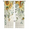 thumbnail image 2 of Sunflowers Semi Sheer Curtains 72 Inch Length 2 Panels Set,Spring Floral Eucalyptus Leaves Summer Botanical Sheer Kitchen Curtain Privacy Voile Window Curtain for Living Room Rod Pocket Drapes, 2 of 7