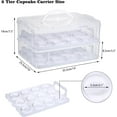 thumbnail image 2 of 2 Tier Cupcake Carrier, Each Tier Holds 12 Cupcakes, 2 in 1 Stackable Cupcake Container and Cake Keeper with Lid, Clear Plastic Box Holding 24 Pastries for Birthday Party Bakery Supplies, 2 of 9