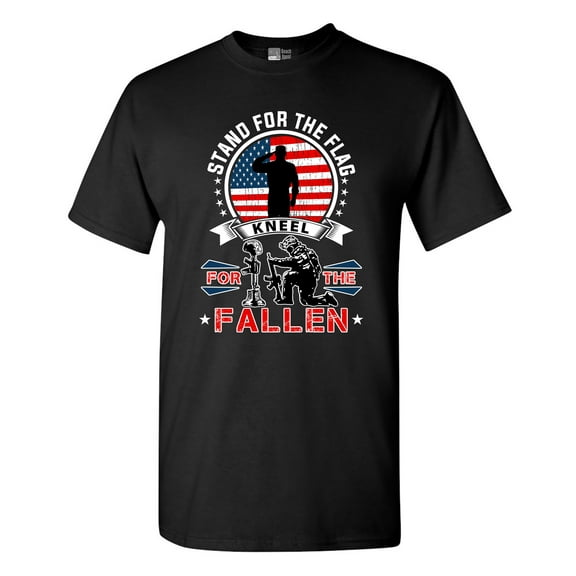 I Stand For The Flag Kneel For The Fallen USA Patriotic DT Adult T-Shirt Tee