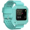 Moretek for Fitbti Blaze Replacement Strap with Protective Frame, Sport Silicone Watch Bands for Fitbit Blaze (Cyan)