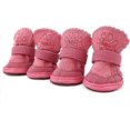 thumbnail image 1 of Botines para perros, botas para perros, botines cálidos para el invierno, forro polar grueso, zapatos de nieve para perros pequeños y gatos para clima frío, etiqueta 5 rosa, 1 of 5