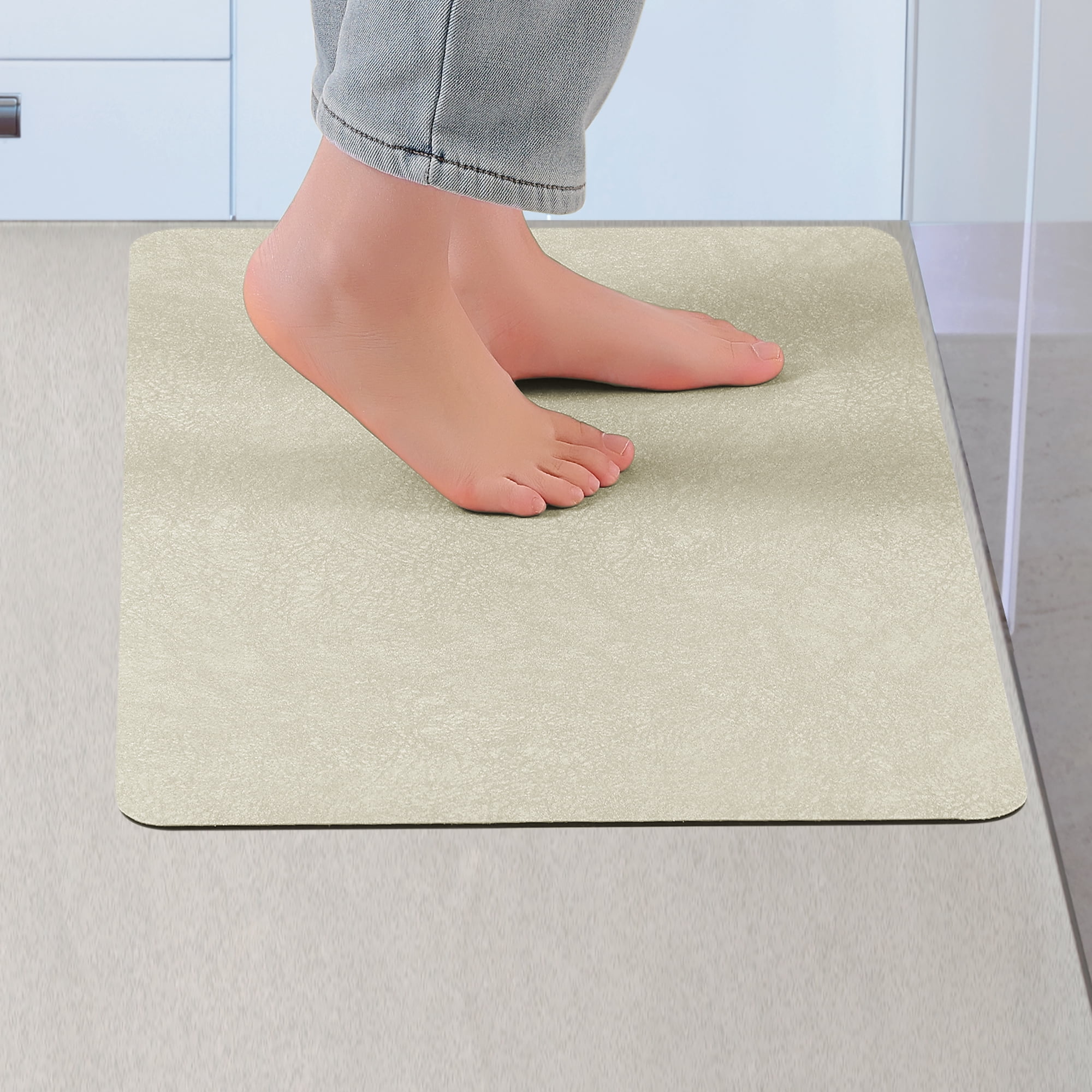 Unique Bargains 1 Pc Kitchen Rugs Cushioned Anti Slip Kitchen Mats Waterproof Non Slip Rug Beige 18" x 28"