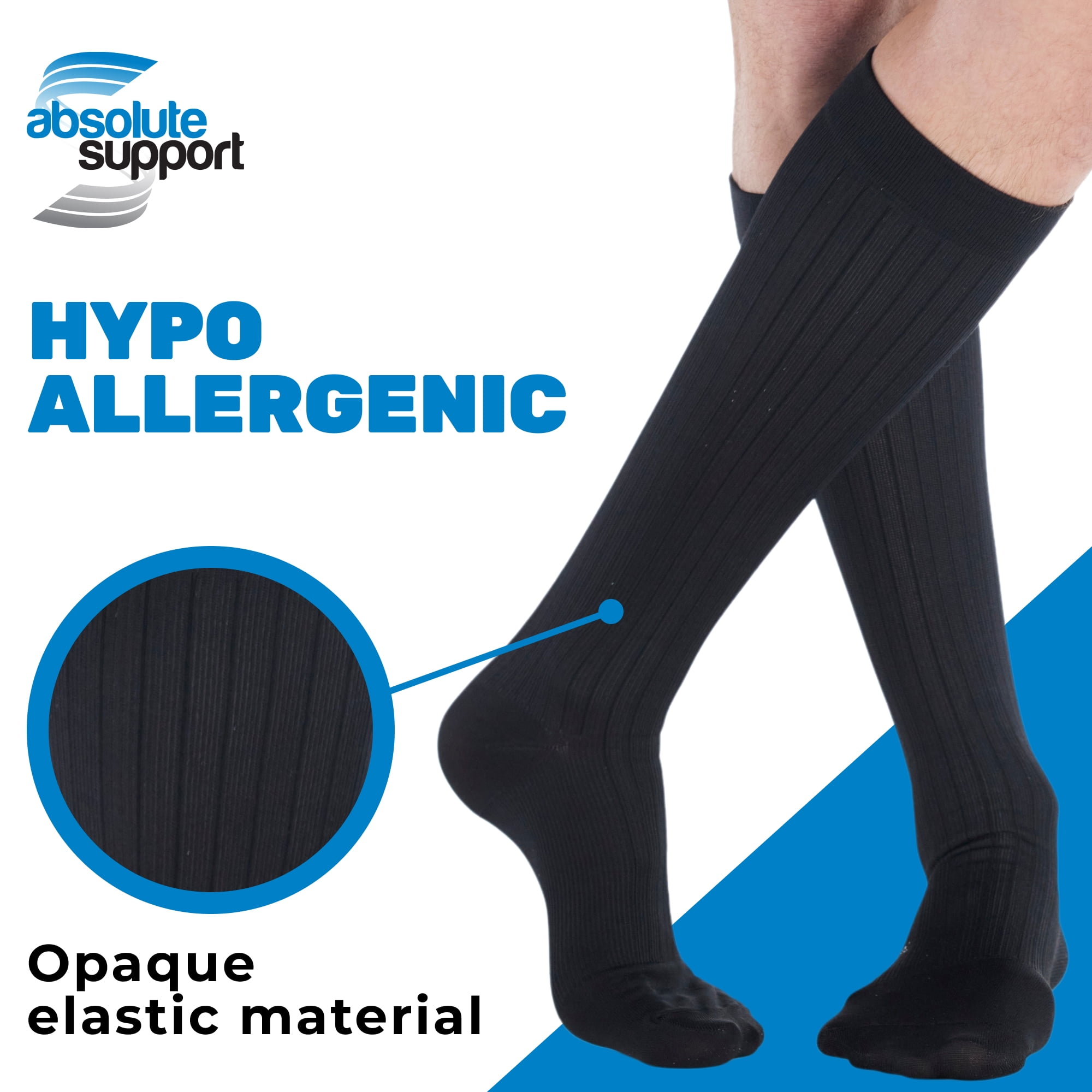 Made in USA - Opaque Compression Socks for Men Edema 30-40mmHg