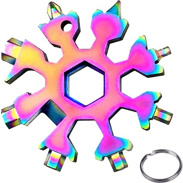 Snowflake Multi Tool 18 en 1 Destornillador de copo de nieve Herramienta todopoderosa Abrebotellas portátil de acero inoxidable Regalo de Navidad para viajes diarios Camping Aventura Herramientas - V JAMW Sencillez