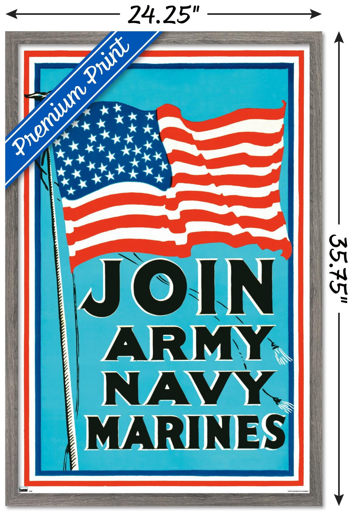 Join Army Navy Marines Wall Poster, 22.375" x 34" Framed