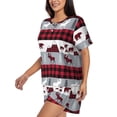 thumbnail image 2 of Bixox Women's Buffalo Plaid Forest Printed Pajama Set 2 Piece Lounge Set Top and Shorts Soft Pajamas, Shorts with Pockets, 2 of 7