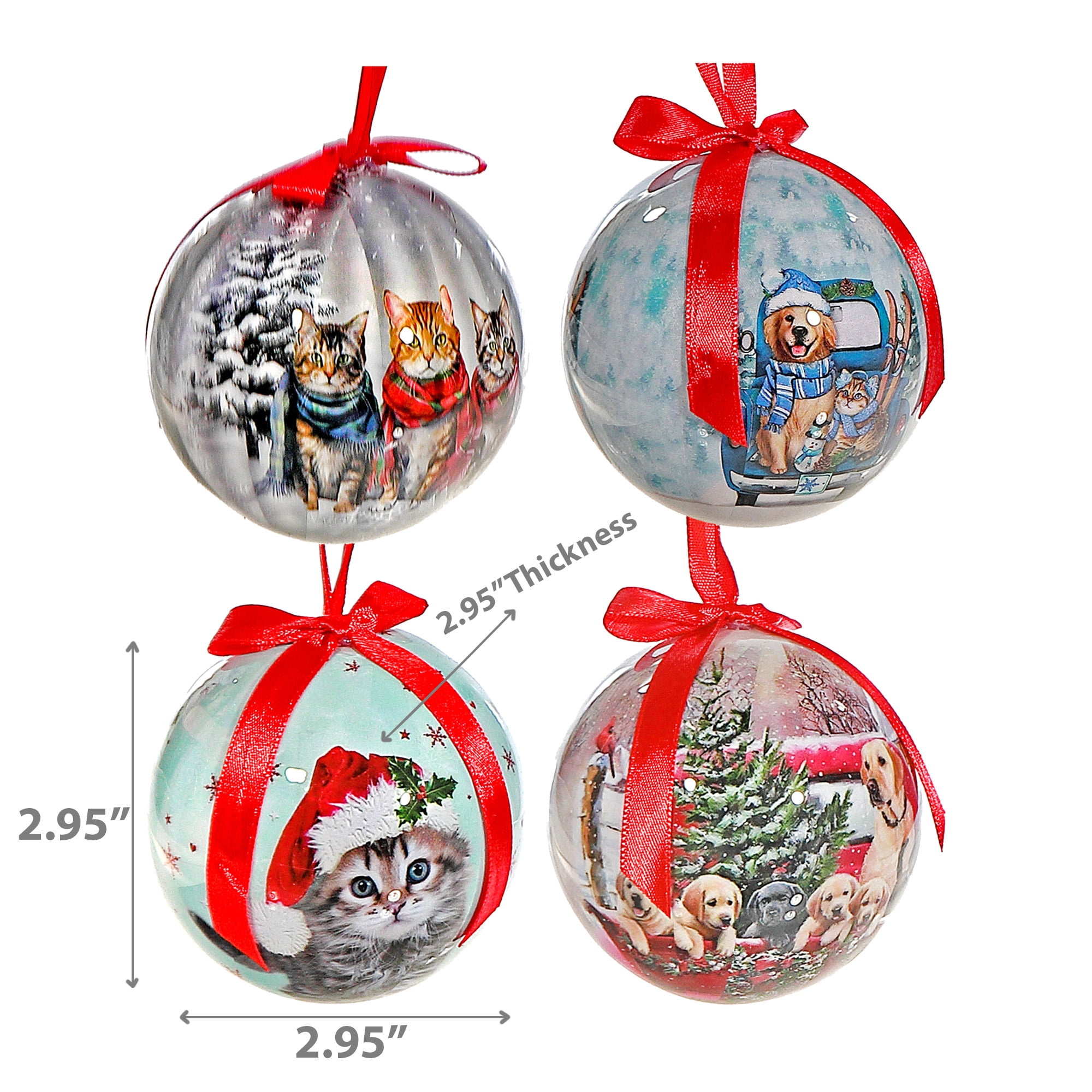 Cats And Dogs Ribbon Ornament (Asstd) (12/Disp) - Set of 12