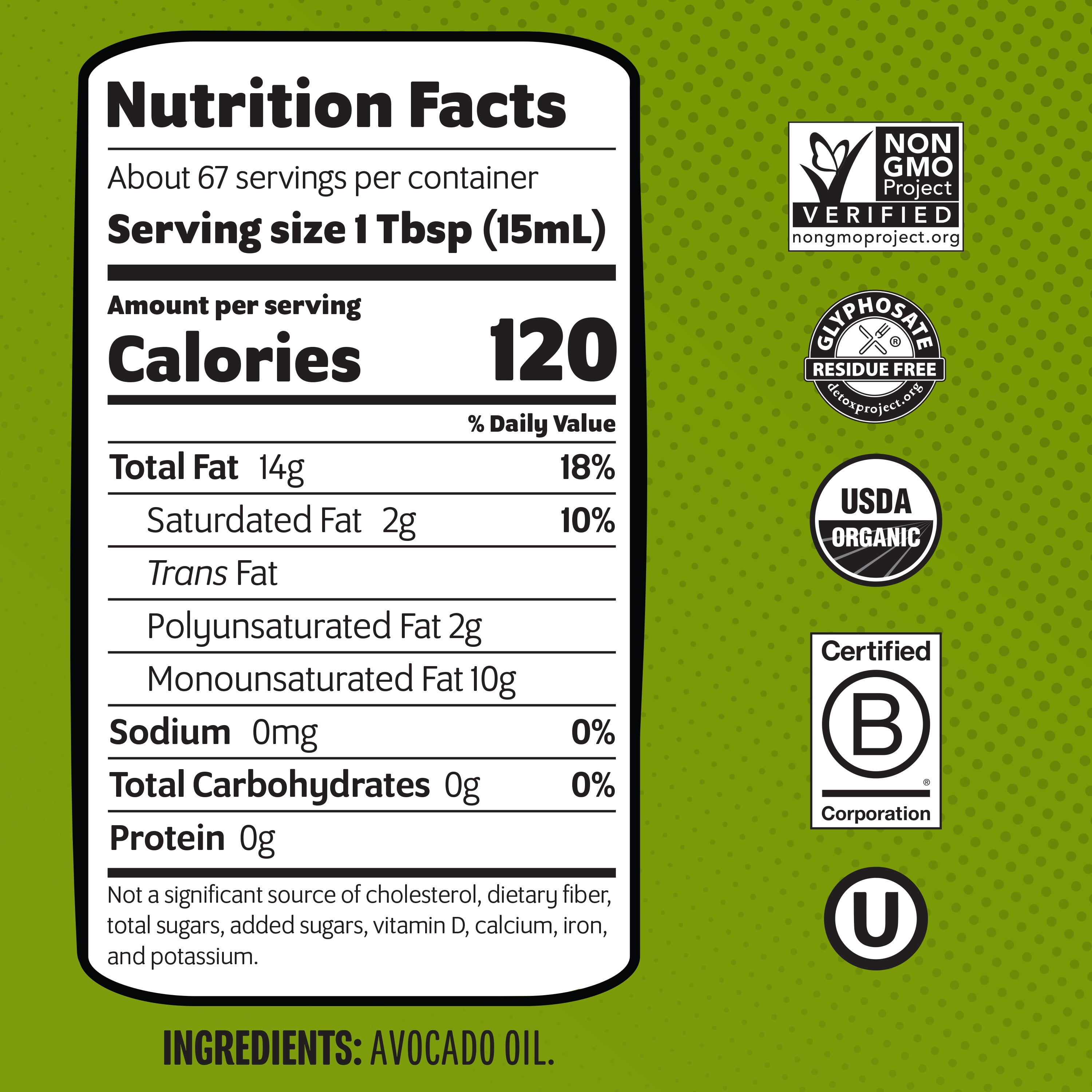 Chosen Foods 100% Pure Organic Avocado Oil, 1 L