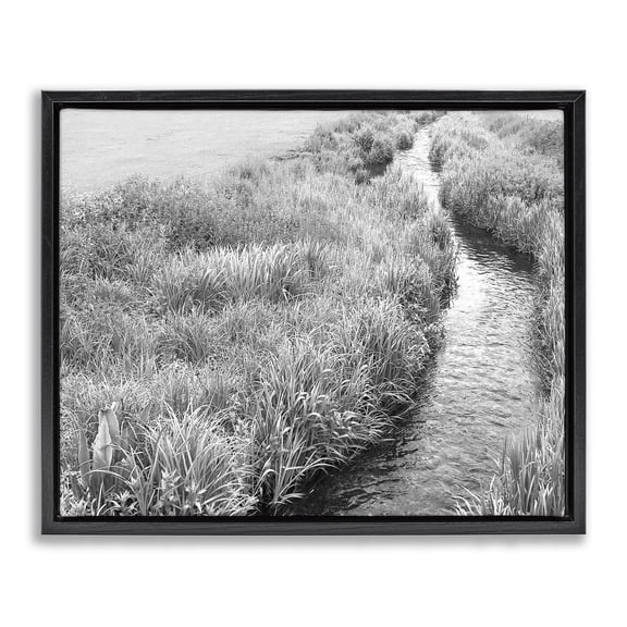Stupell Industries Rustic Lodge Flowing Beach Canal Black Floating Frame Canvas Art, 21 x 17, by Sarah Jane