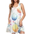 thumbnail image 5 of Summer Dresses for Women Plus Size Easter Ladies Casual Plus-size Sleeveless Crew Neck Short Dress Light Blue M, 5 of 5