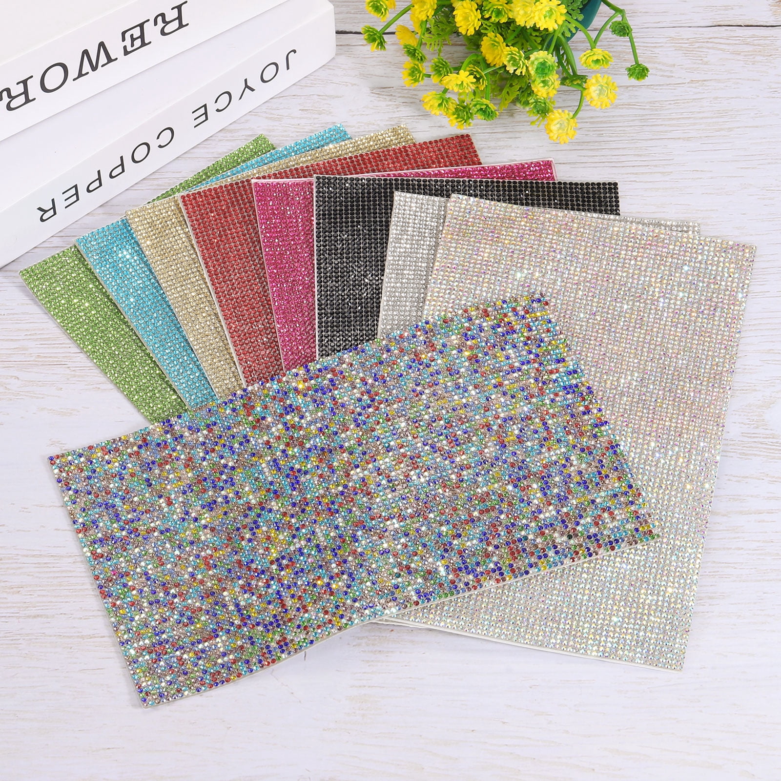 Self-Adhesive Rhinestone Sheet With 12,000 Crystals - Glitter Diamond Stickers For Car, Phone, Crafts & DIY Decor (Gold)