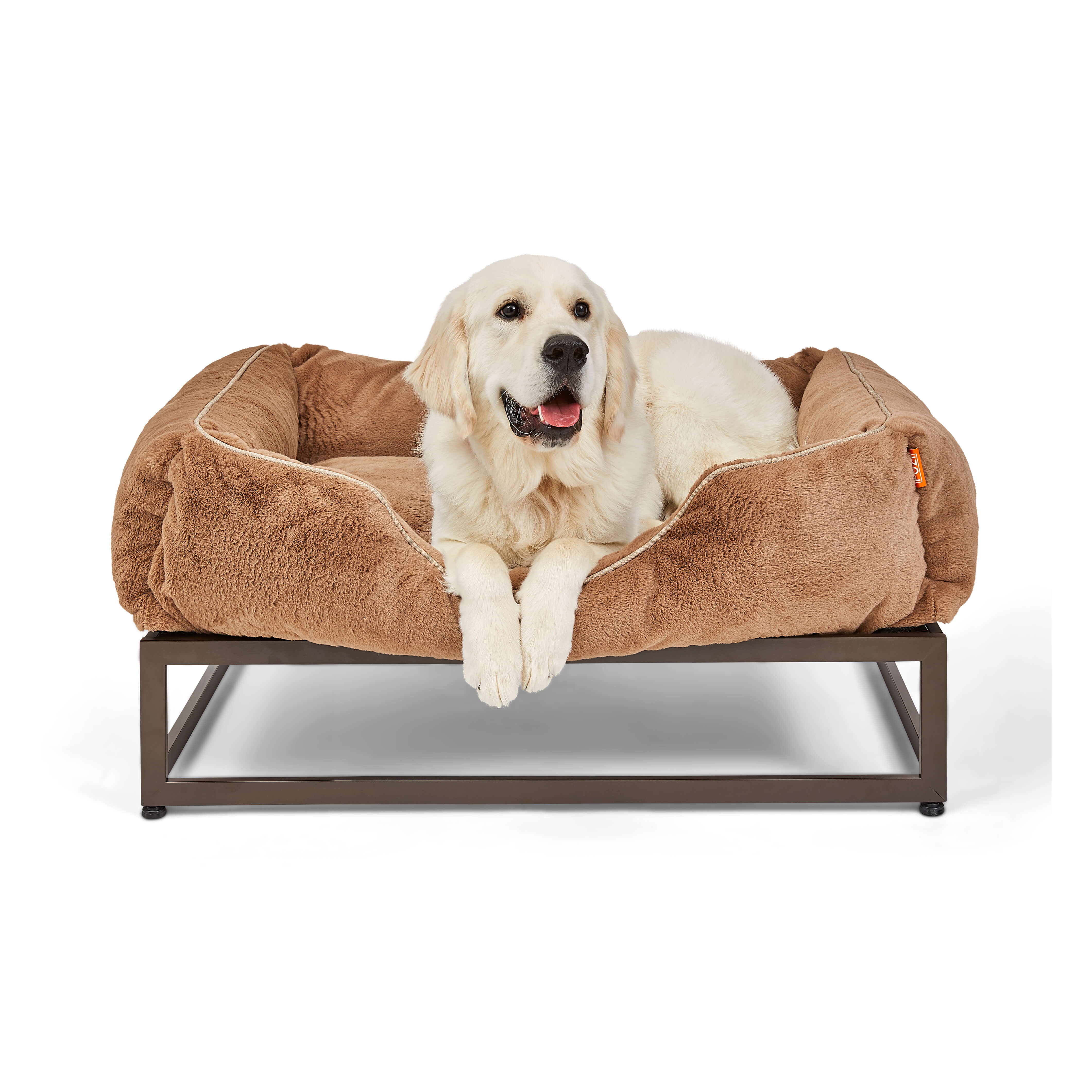 FUZI Luxury Elevated Dog Bed, Large, Bolster Pet Bed Connected to Metal Frame, Washable, Indoor