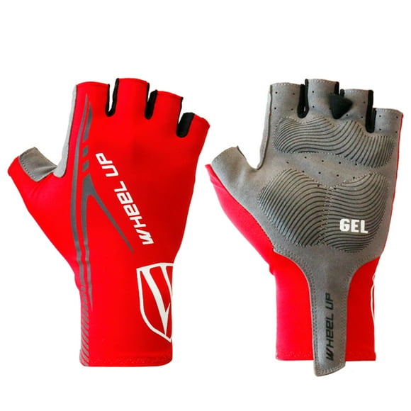 WHEEL UP Gants de Cyclisme Réfléchissants Demi-Doigt avec Coussinets en Gel - Rouge TG, Design Ergonomique pour Sports et Activités Extérieures