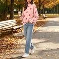 thumbnail image 5 of thefmos Women's Mock Neck Fleece Polka Dot Pullover Sweatshirt Ribbed Cuffs Long Sleeve Casual Cozy Top Fashion Fall Winter Outfit, Pink L, 5 of 5