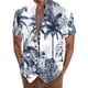 thumbnail image 1 of Playeras Camisa de vacaciones en la playa Camisa de cuello con botones en los puños para hombre (Blue, L), 1 of 4