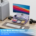thumbnail image 2 of Computer Monitor Stand Riser, office organizer with Drawer, Office Organizers Storage for Classroom Office Supplies (Purple), 2 of 13