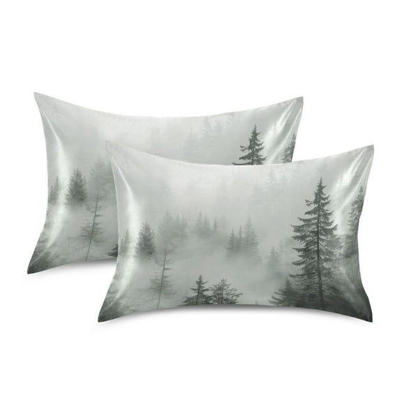 Yayeee Pillowcase Standard Size Set of 2 Satin Wrinkle Resistant Pillow Case, Foggy Forest