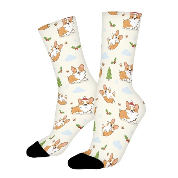Corgi Dog Puppy Funny Novelty Crew Socks for Women Men Sports