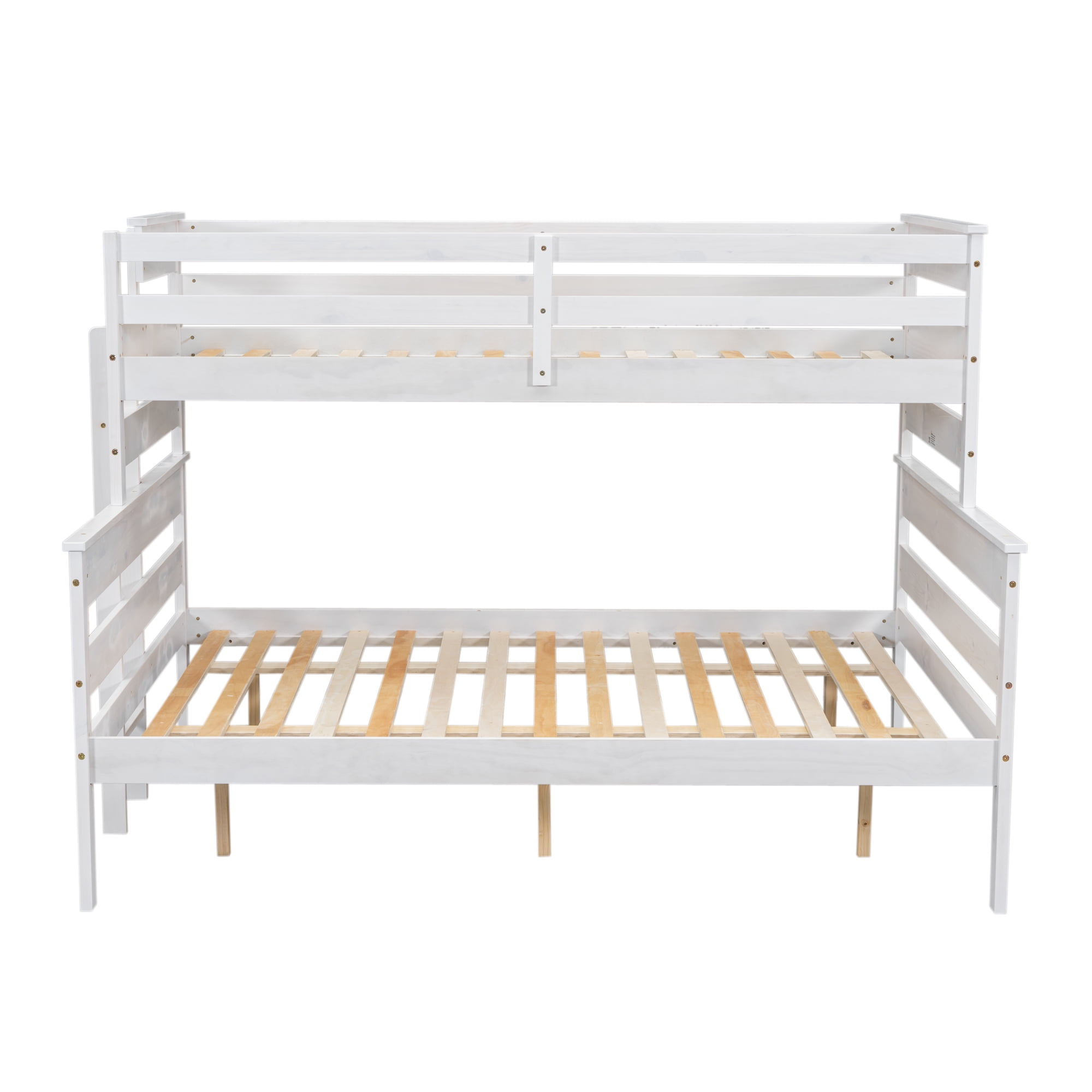 EUROCO Twin XL over Queen Bunk Bed, Convertible 2 Beds for Kids Teens Adults with Ladder, White